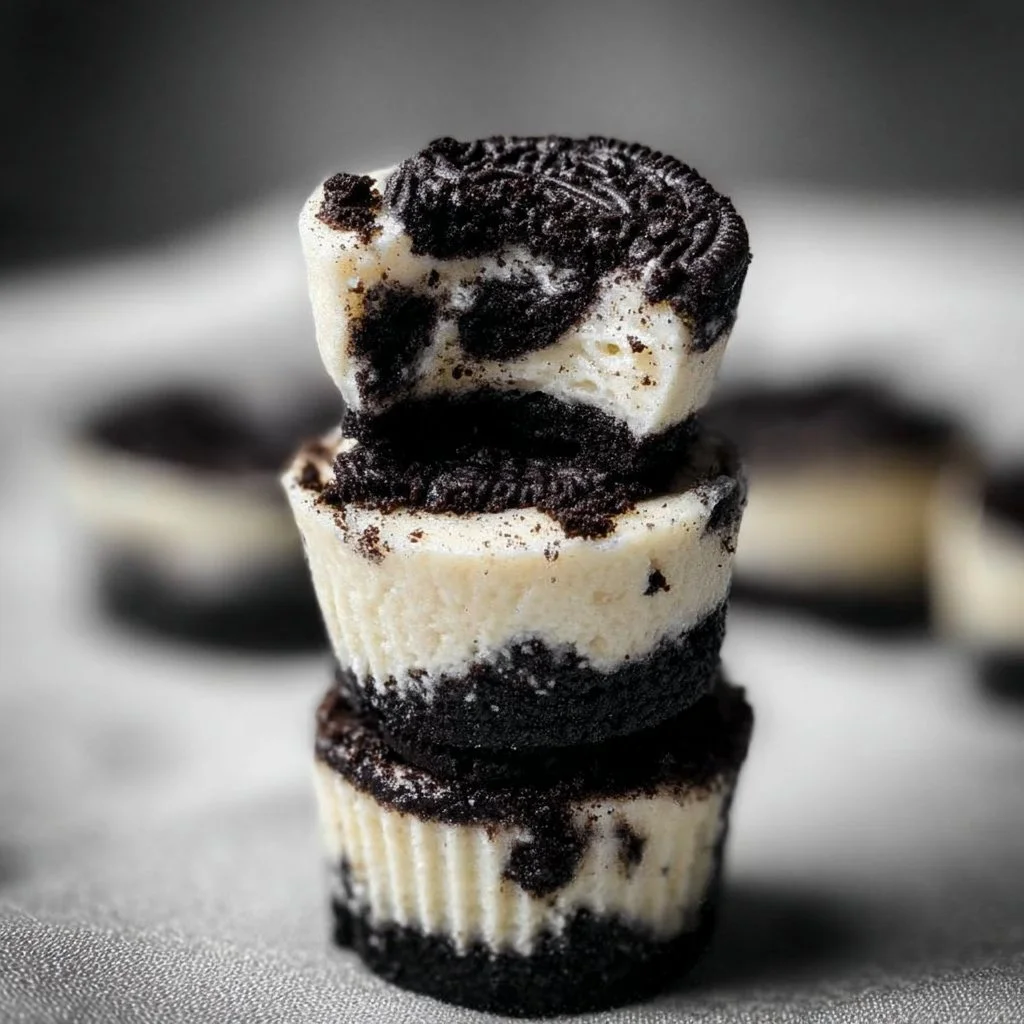Delicious homemade Oreo Cheesecake Bites on a plate
