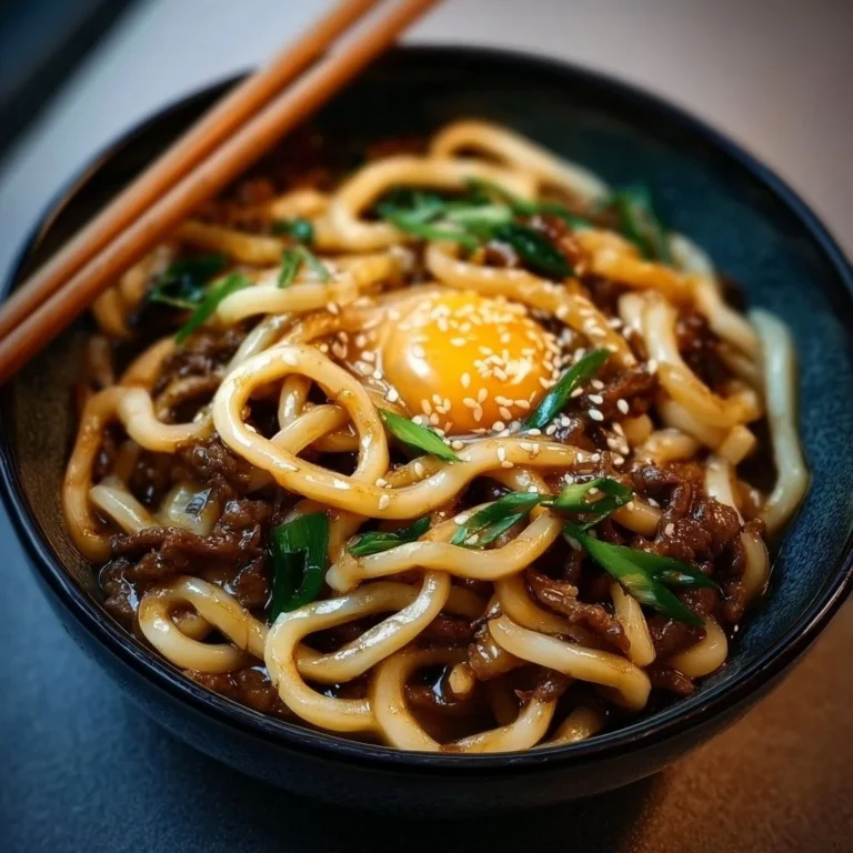 Grilled udon noodles served with fresh vegetables and savory sauce