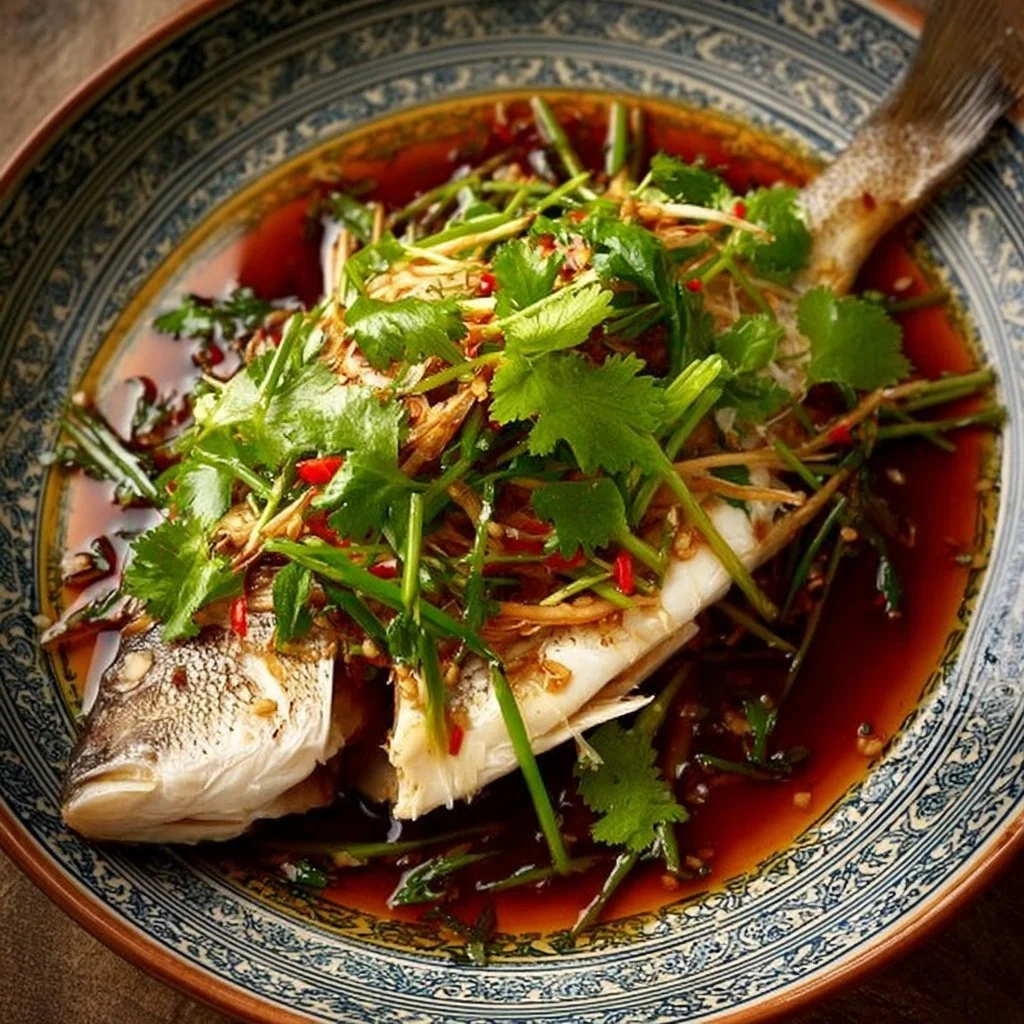 Steamed Fish with Ginger and Soy Sauce