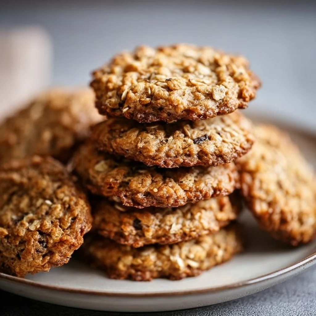 Homemade banana oat cookies on a plate, healthy snack option