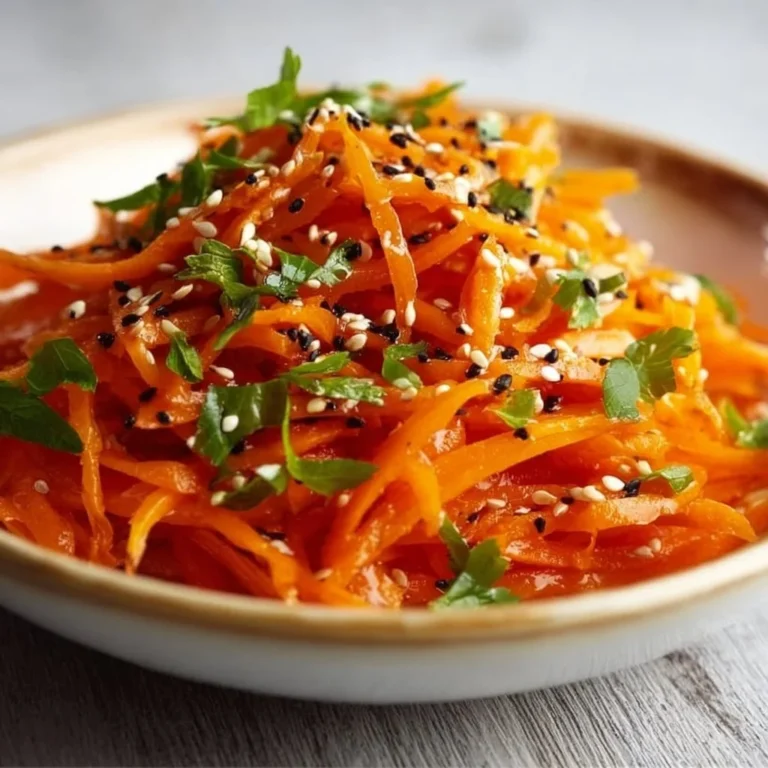 colorful Asian raw carrot salad with fresh ingredients and vibrant dressing