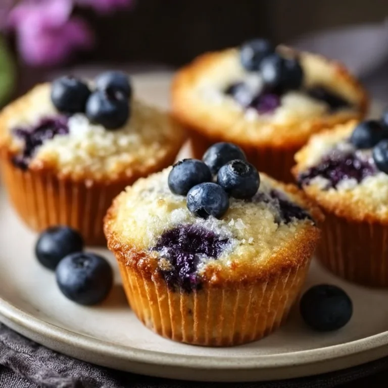 Freshly baked blueberry cottage cheese muffins on a wooden table