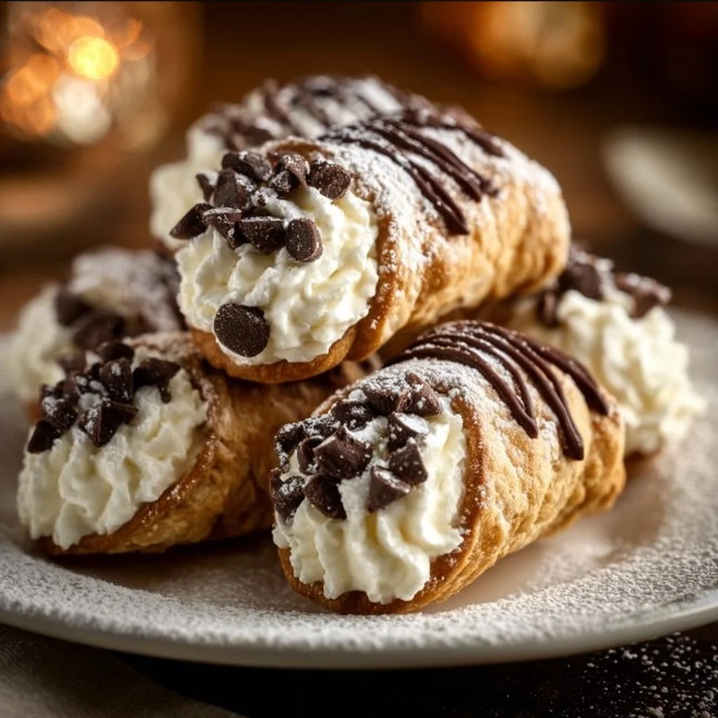 Delicious homemade cannoli cookies with creamy filling and chocolate chips