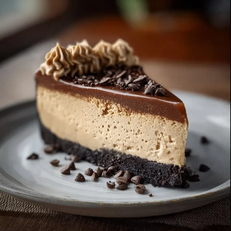 Delicious Cappuccino Fudge Cheesecake with a creamy chocolate topping