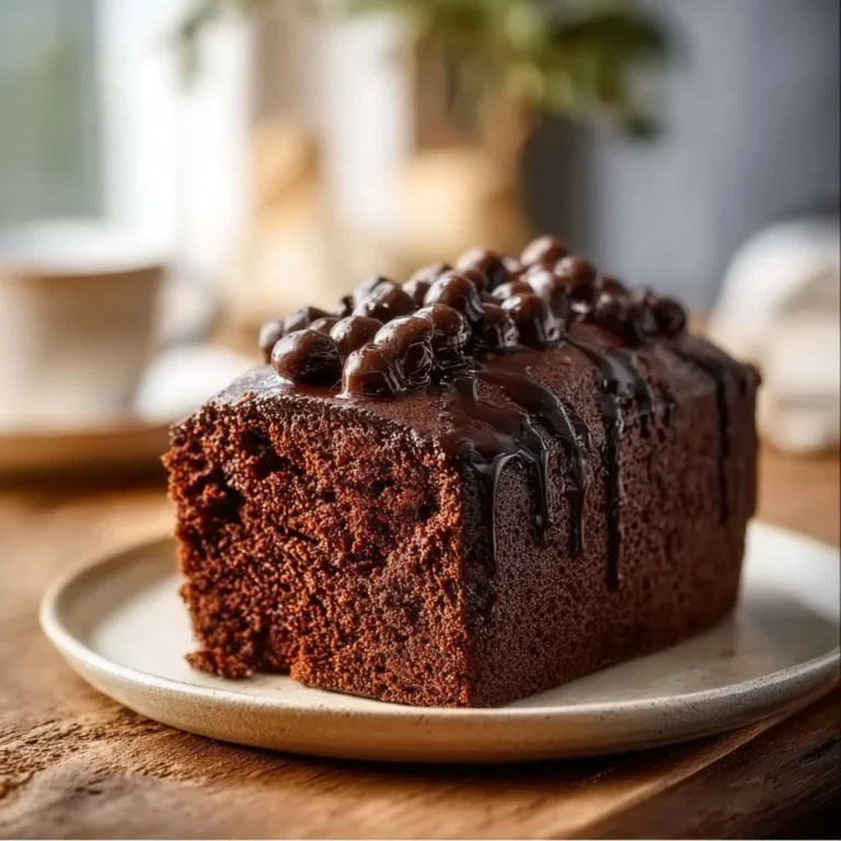 Decadent chocolate loaf cake with a moist texture and rich chocolate flavor