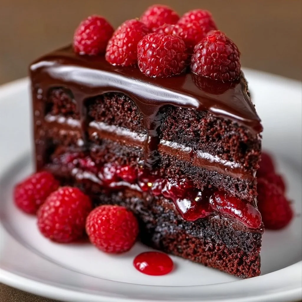 Chocolate Raspberry Truffle Cake