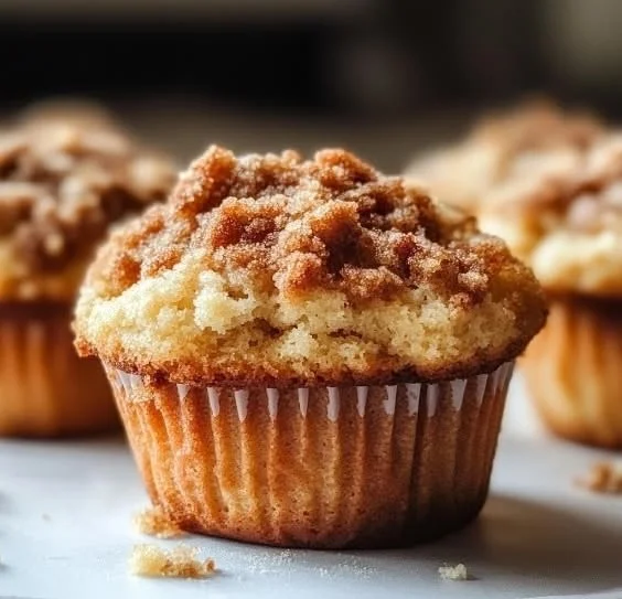 Delicious coffee cake muffins on a cooling rack, ready to enjoy.
