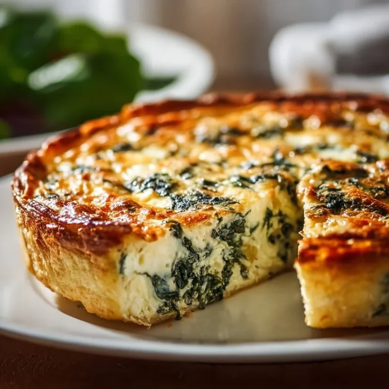 Cottage cheese and spinach crustless quiche served on a plate