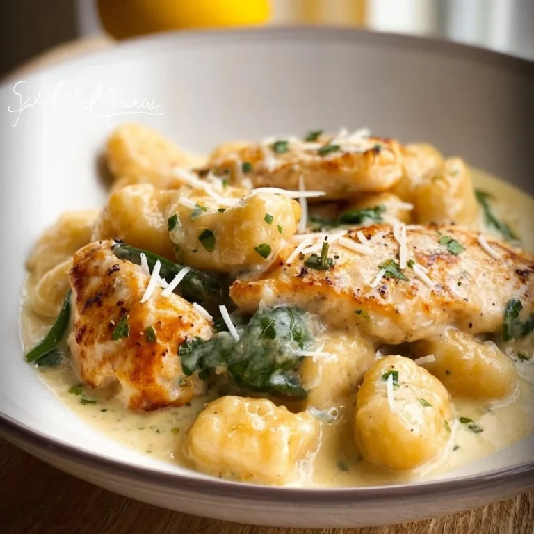 Creamy Lemon Parmesan Chicken Gnocchi served in a bowl garnished with parsley