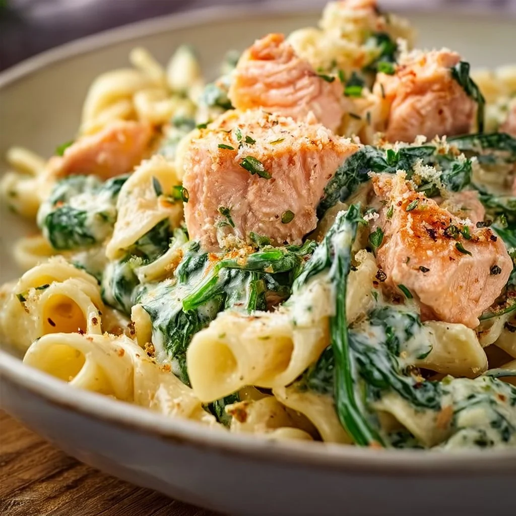 Creamy Salmon Spinach Pasta