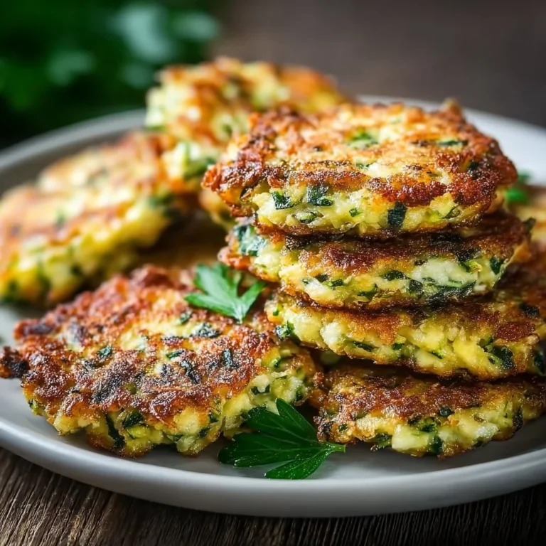 Crispy zucchini fritters served on a plate with dipping sauce
