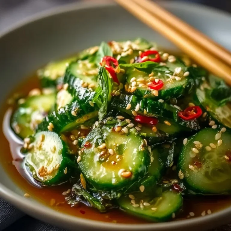Easy Asian cucumber salad with fresh vegetables and sesame dressing