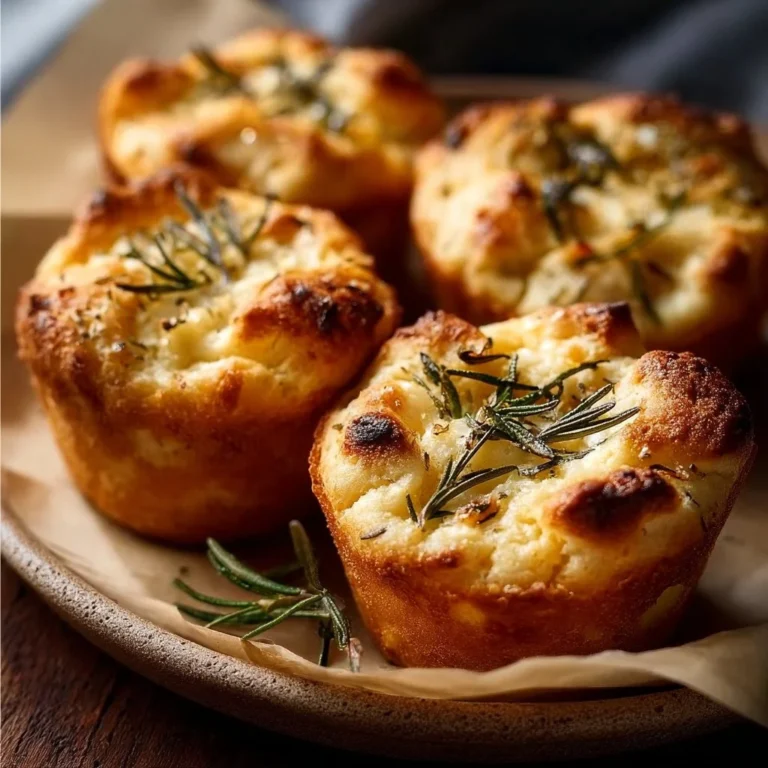 Easy garlic rosemary focaccia muffins fresh out of the oven.