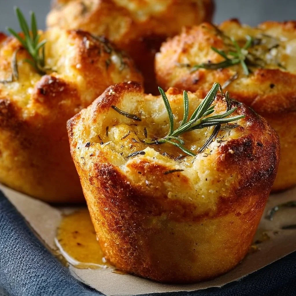Easy Garlic Rosemary Focaccia Muffins