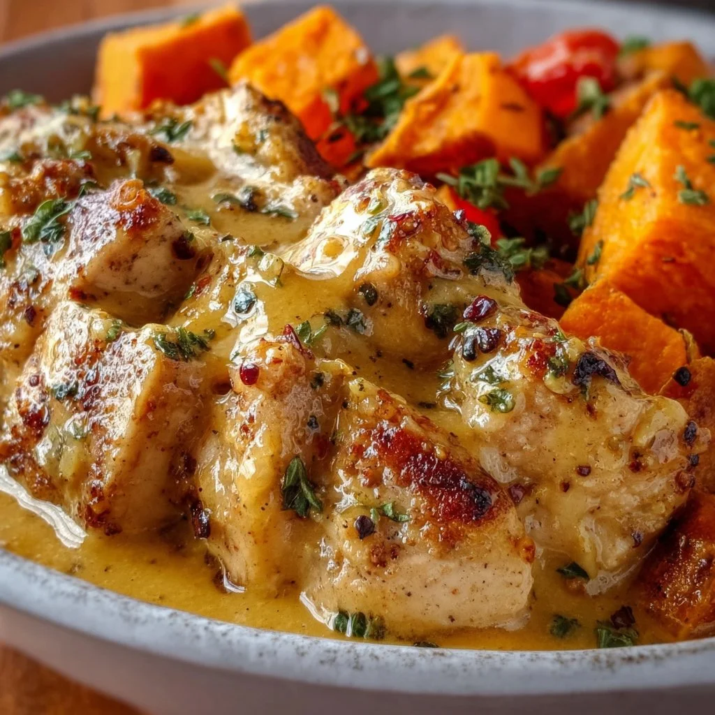 Easy Maple Dijon Chicken Bowl with Sweet Potatoes
