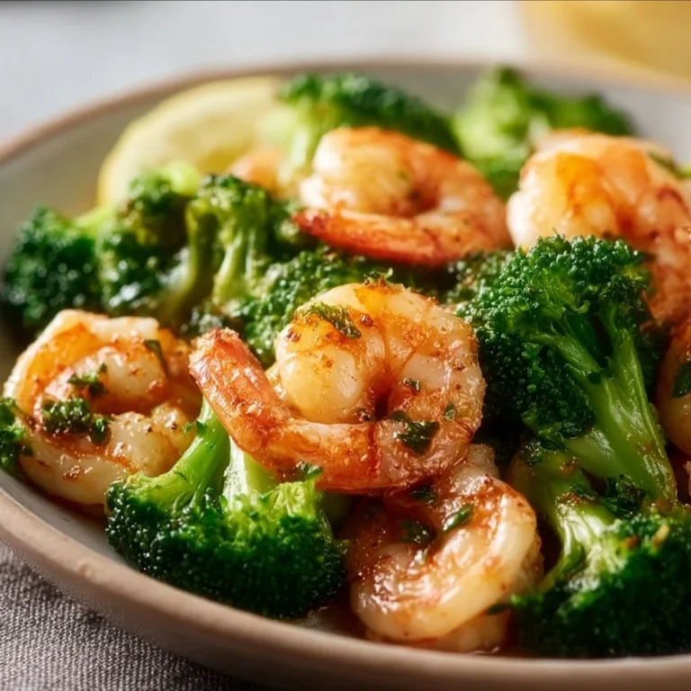 Easy shrimp and broccoli dish on a plate