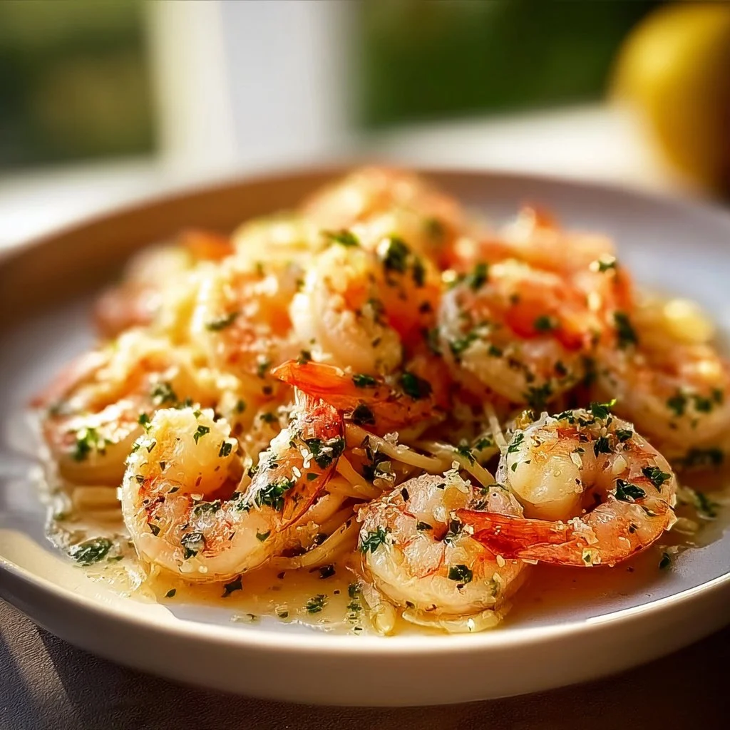 A delightful plate of easy shrimp scampi with garlic and parsley