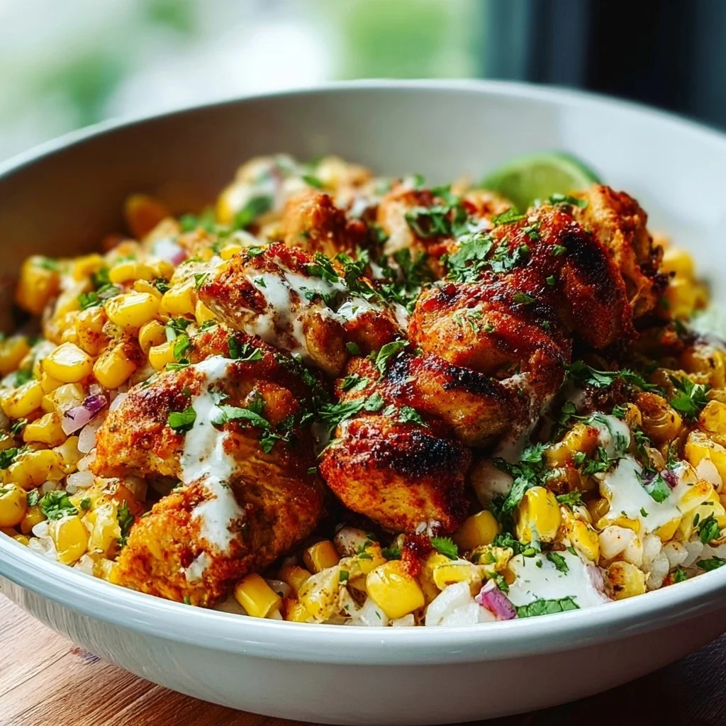 Delicious Easy Street Corn Chicken Bowl with corn and chicken ingredients