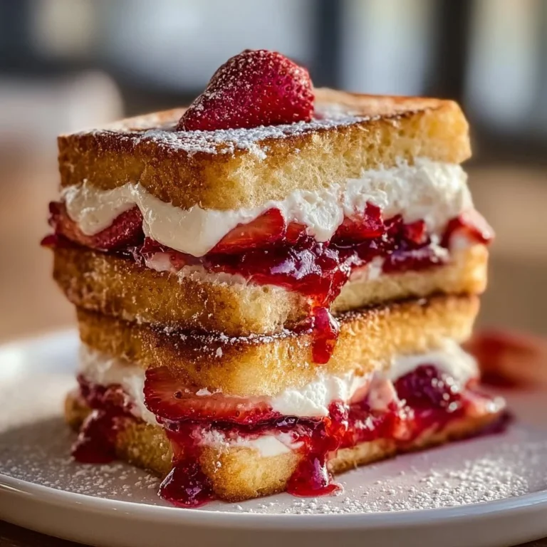 Delicious fried strawberry cheesecake sandwiches ready to be enjoyed