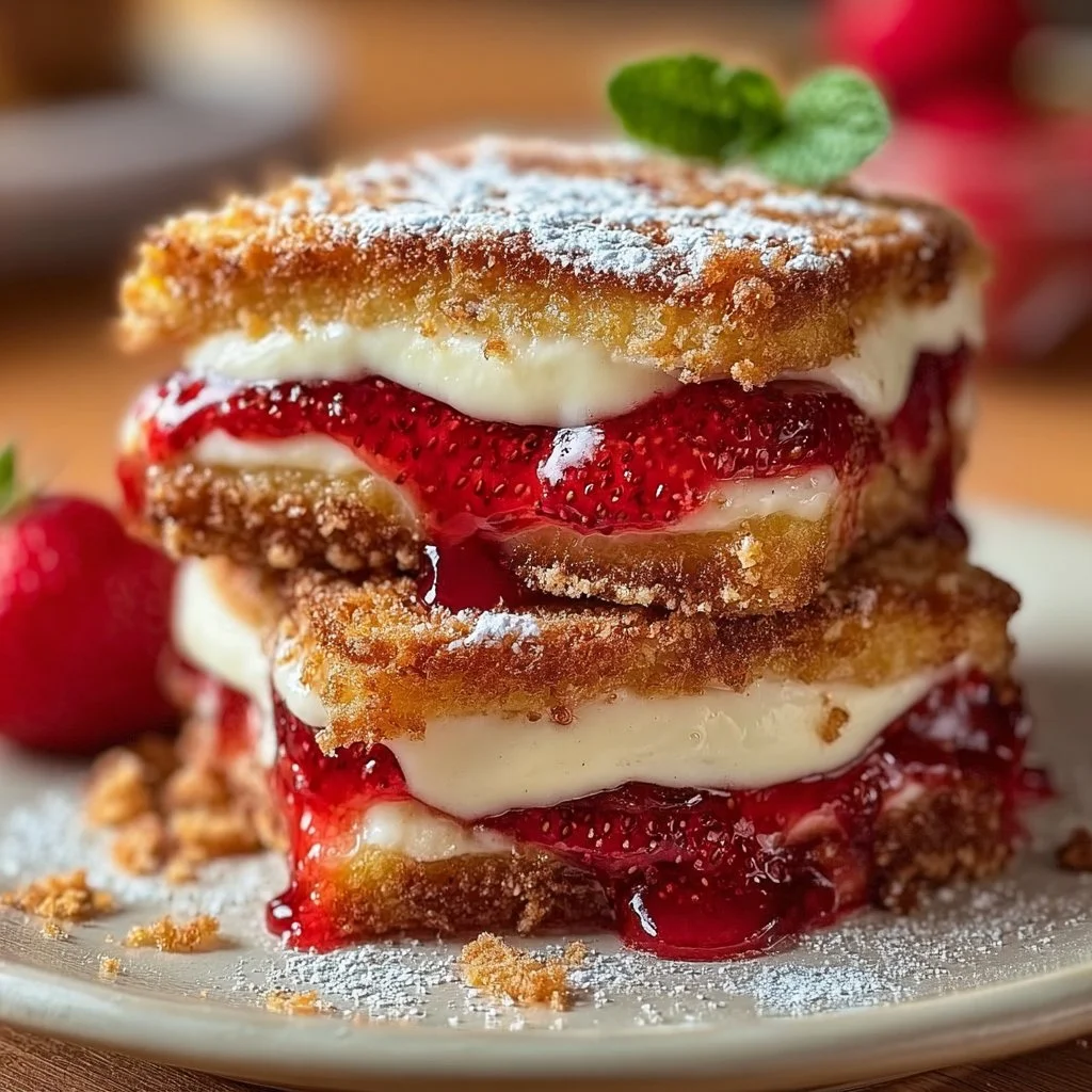 Fried Strawberry Cheesecake Sandwiches