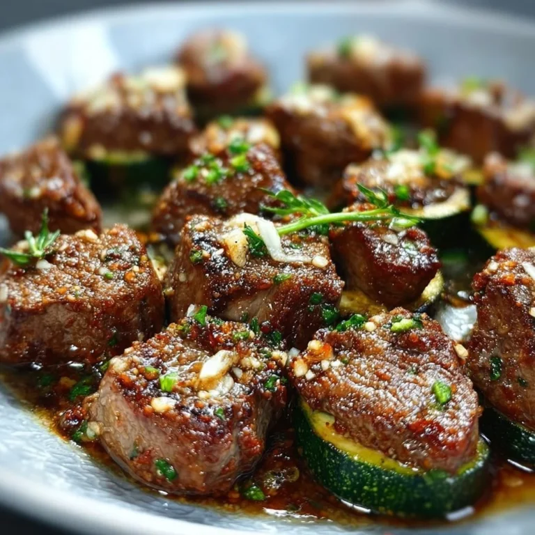 Delicious garlic butter steak bites served in a skillet