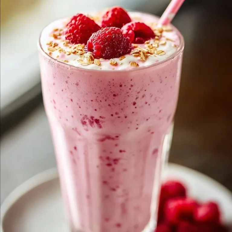 Greek Yogurt Raspberry Protein Shake with fresh raspberries and a creamy texture
