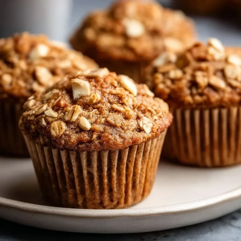 Healthy apple cinnamon oat muffins baked with fresh apples and spices.