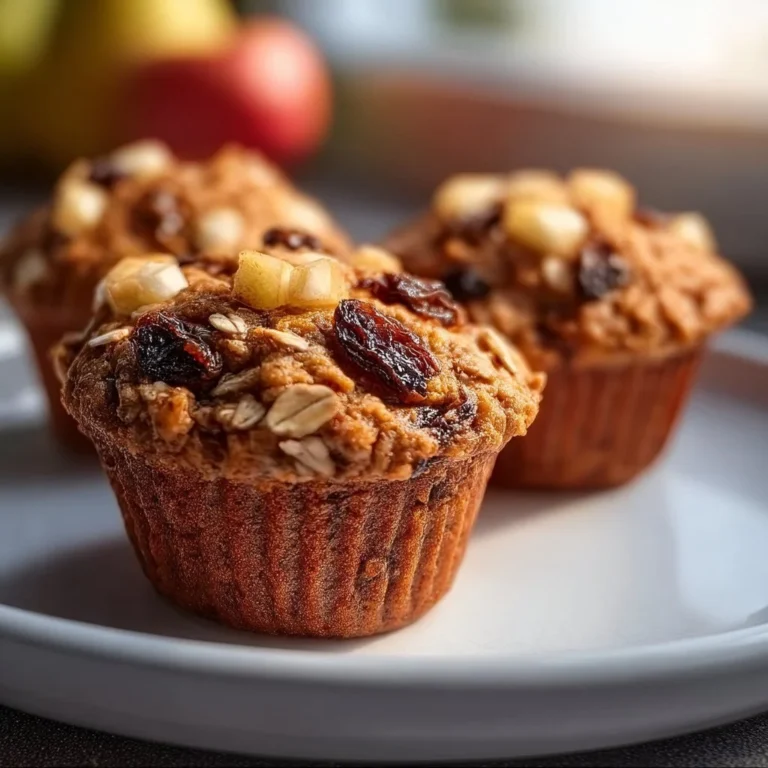 Healthy apple raisin oat mini muffins fresh out of the oven