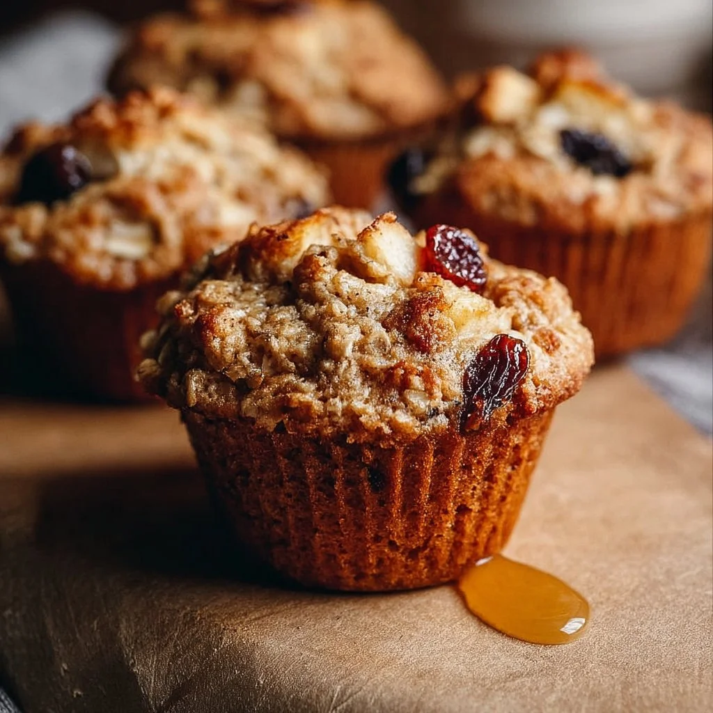 Healthy Apple Raisin Oat Mini Muffins