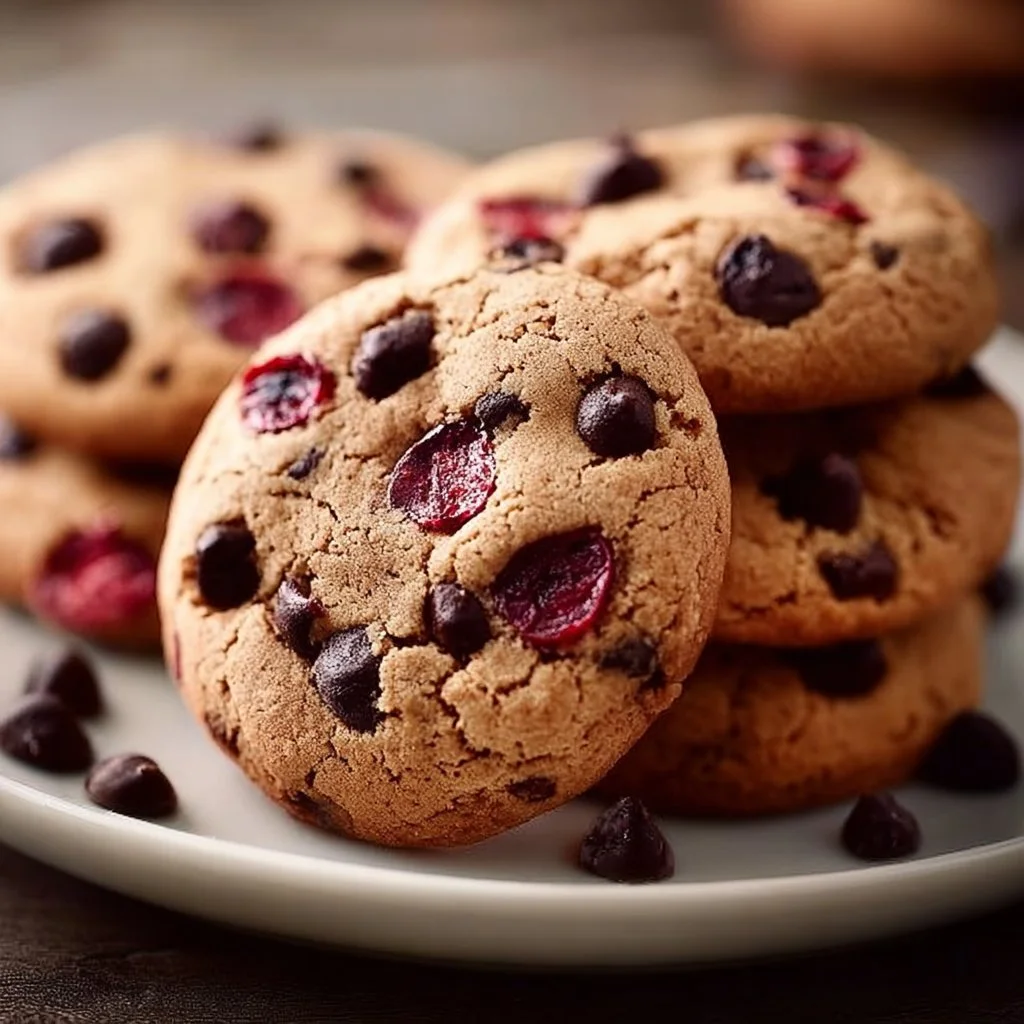 Heavenly Maraschino Cherry Chocolate Chip Cookies on a baking tray
