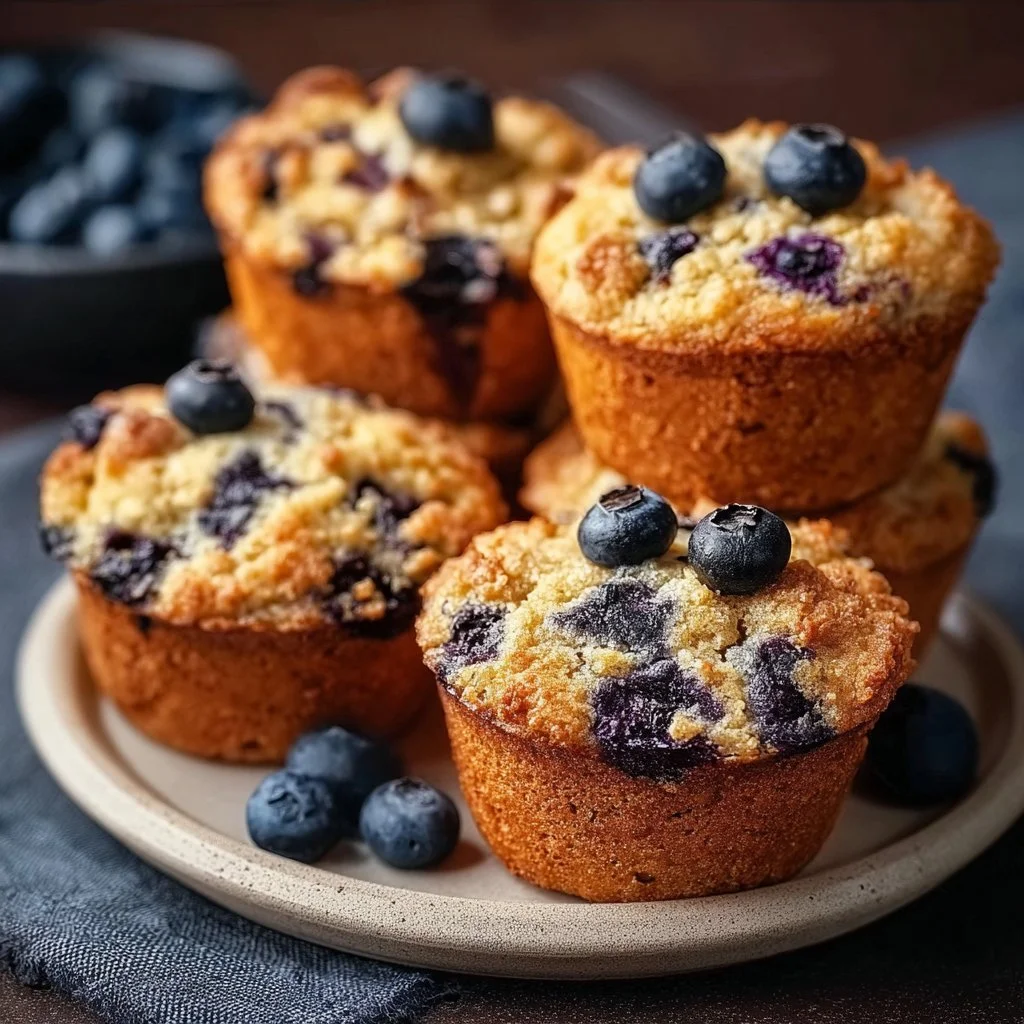 High protein blueberry cottage cheese muffins fresh out of the oven