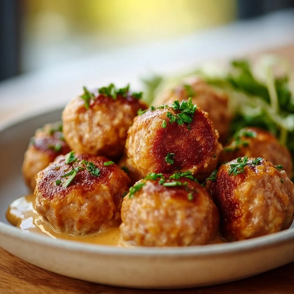 High protein canned tuna meatballs served on a plate