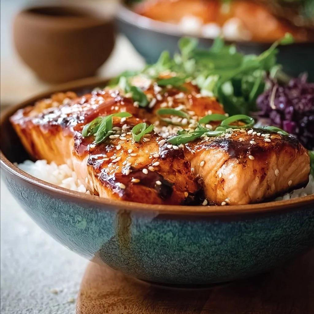 Honey Sriracha Glazed Salmon Bowls