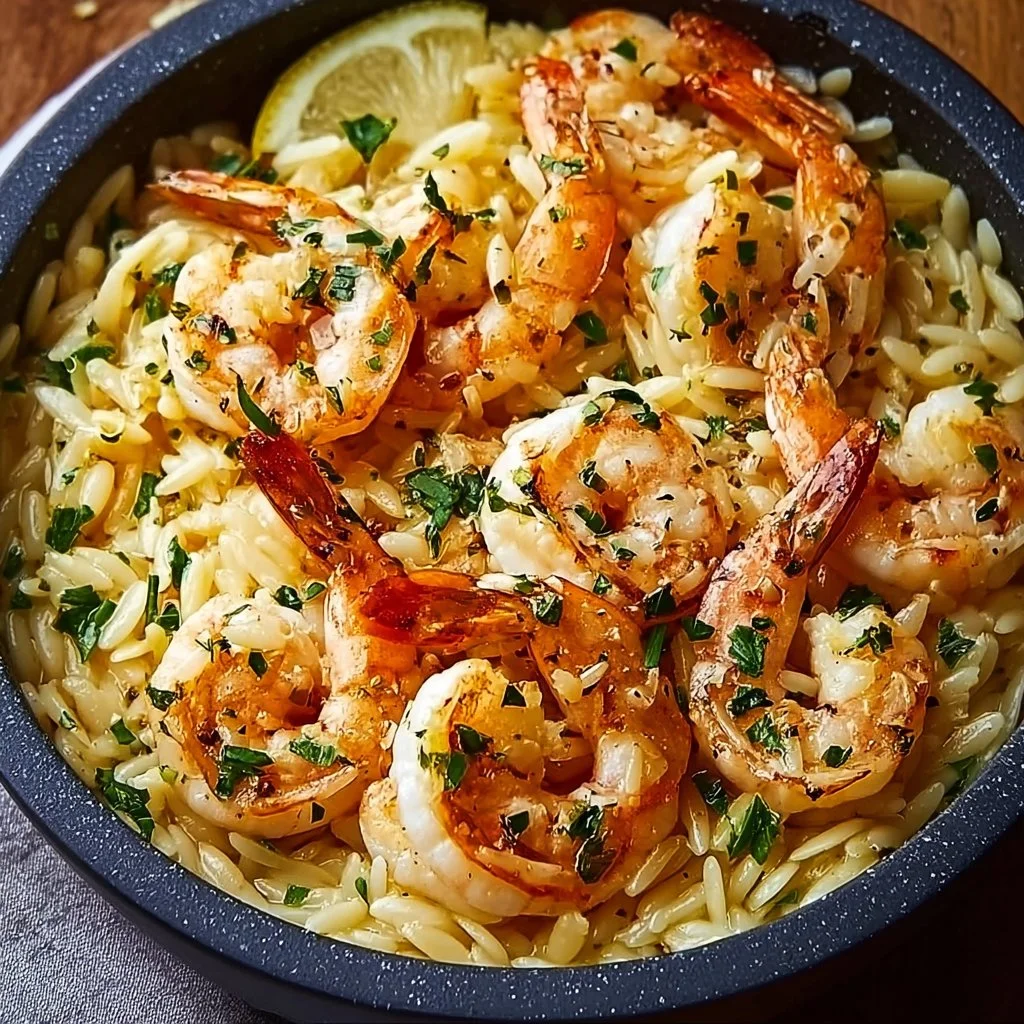Lemon Garlic Shrimp and Orzo