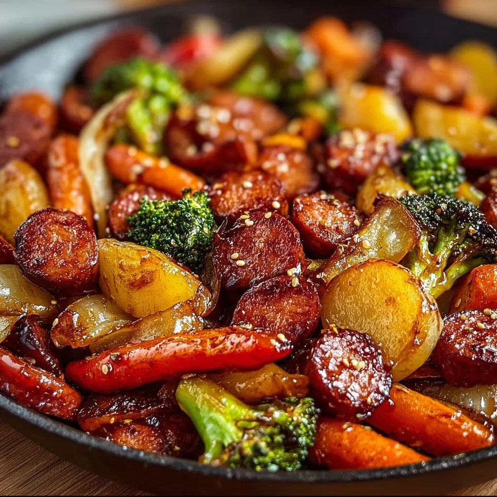One-Pan Honey Garlic Kielbasa & Veggies