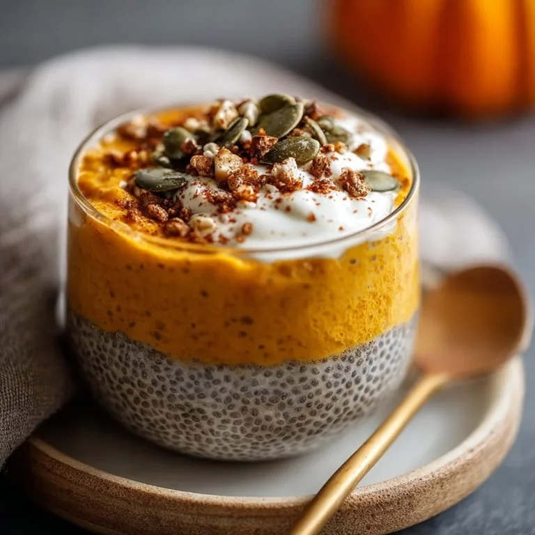 Pumpkin Pie Greek Yogurt Chia Pudding served in a bowl topped with spices