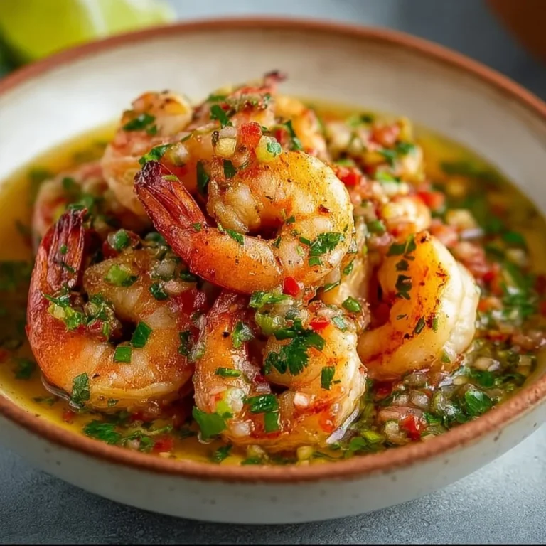 Shrimp in rich culichi sauce served on a plate