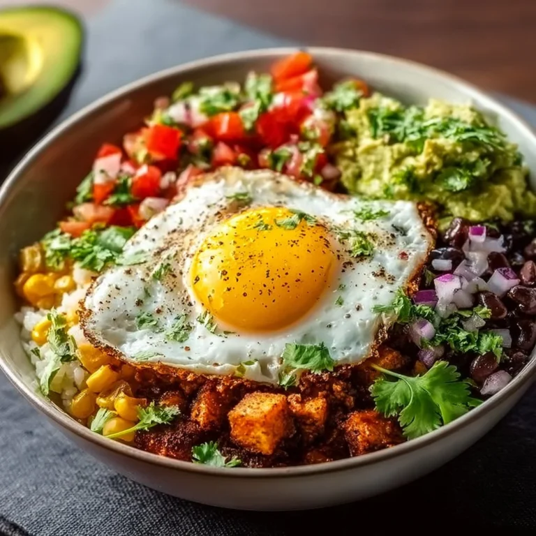 Southwest breakfast burrito bowl ingredients and presentation