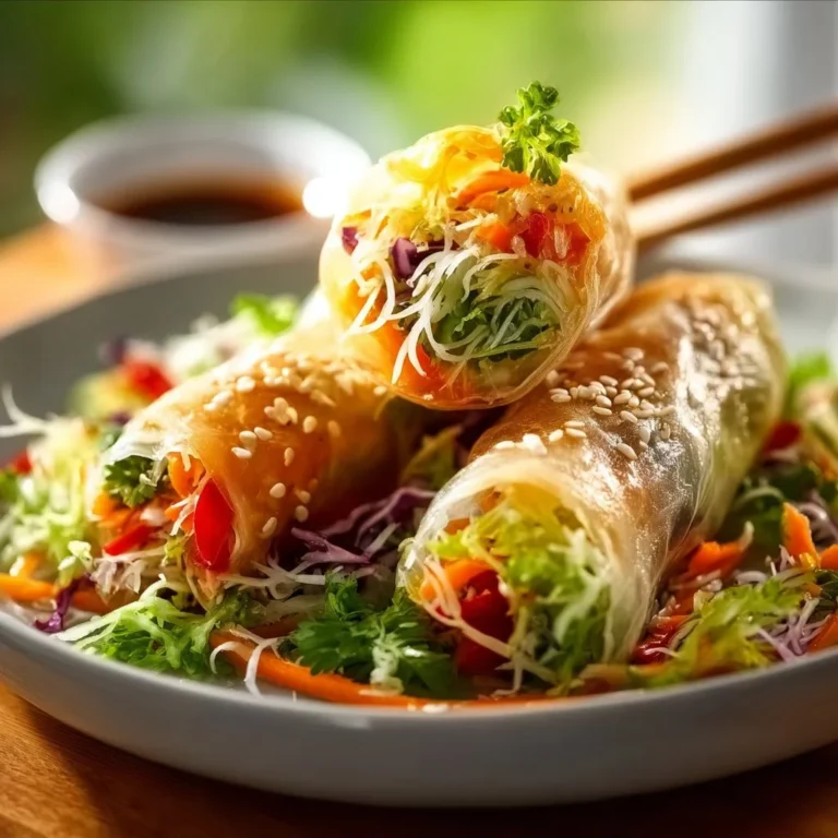 A colorful spring roll salad with fresh vegetables and herbs for a healthy meal