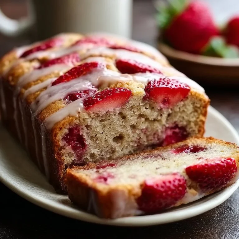 Delicious homemade Strawberry Banana Bread displayed on a wooden table