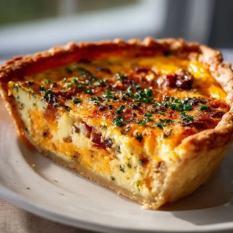 Delicious homemade quiche with fresh ingredients and a golden crust