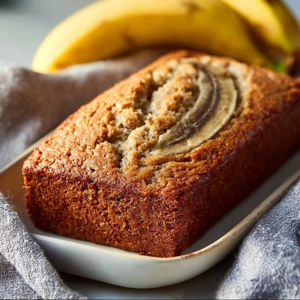 Delicious gluten-free almond flour banana bread slice on a wooden board