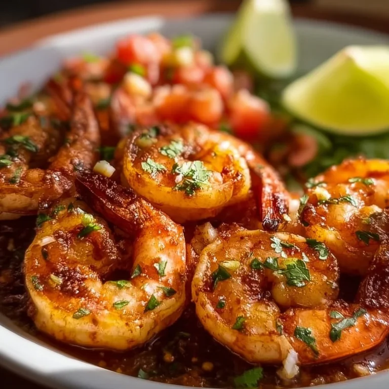 Delicious authentic Mexican shrimp dish served with spices and fresh ingredients