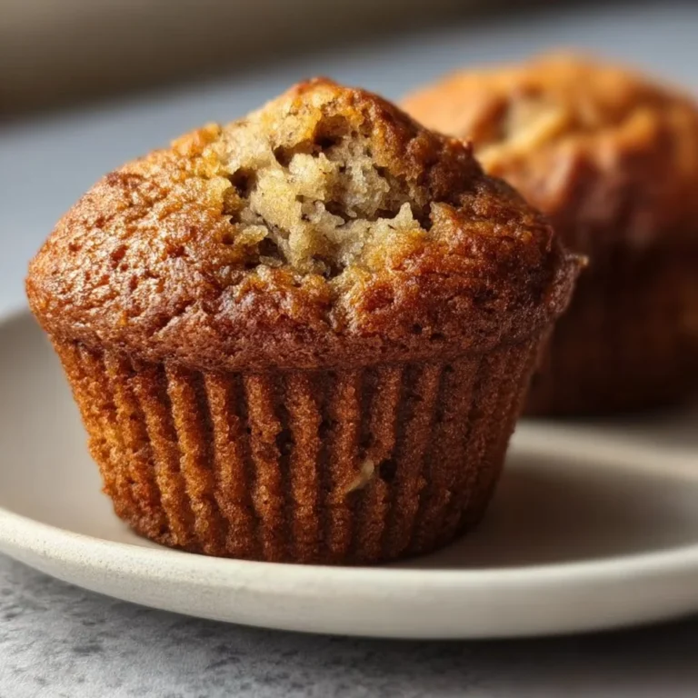 Freshly baked Banana Bread Muffins on a rustic table