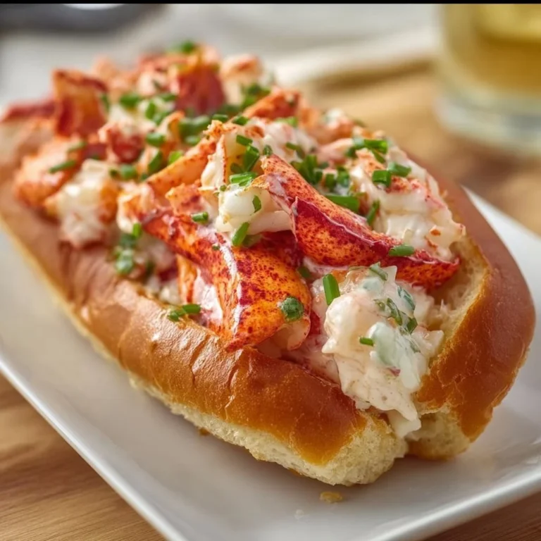 Delicious Maine Lobster Roll served with fresh ingredients and a side of fries.
