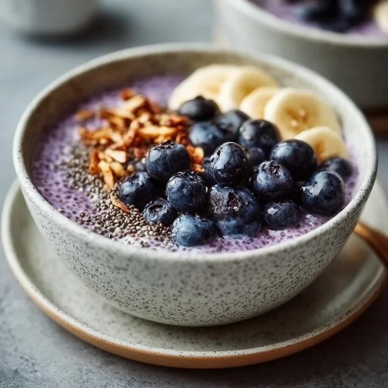 Delicious Blueberry Chia Pudding Bowl topped with fresh blueberries and nuts