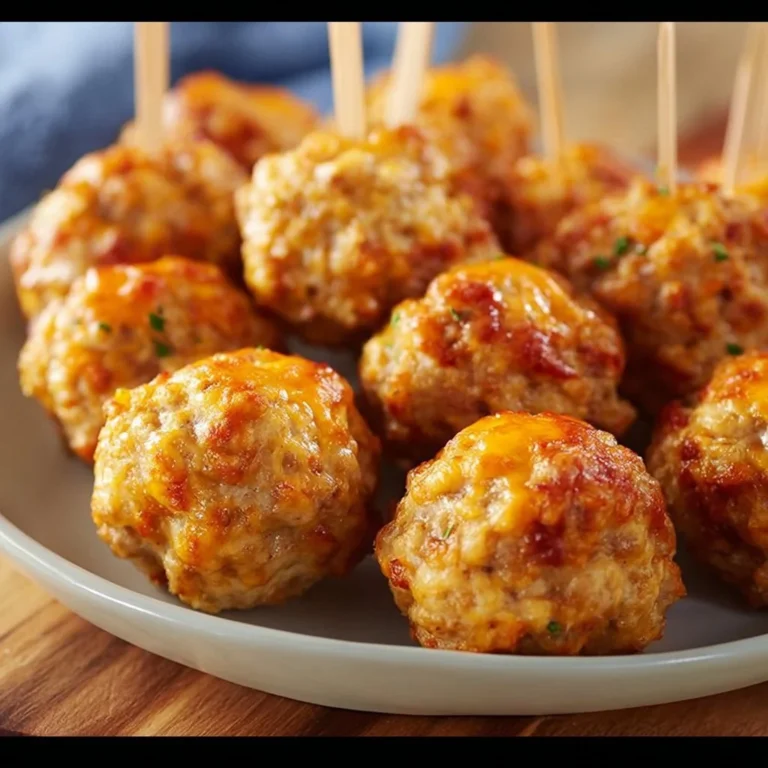 Cheddar Bay Sausage Balls served on a platter with dipping sauce