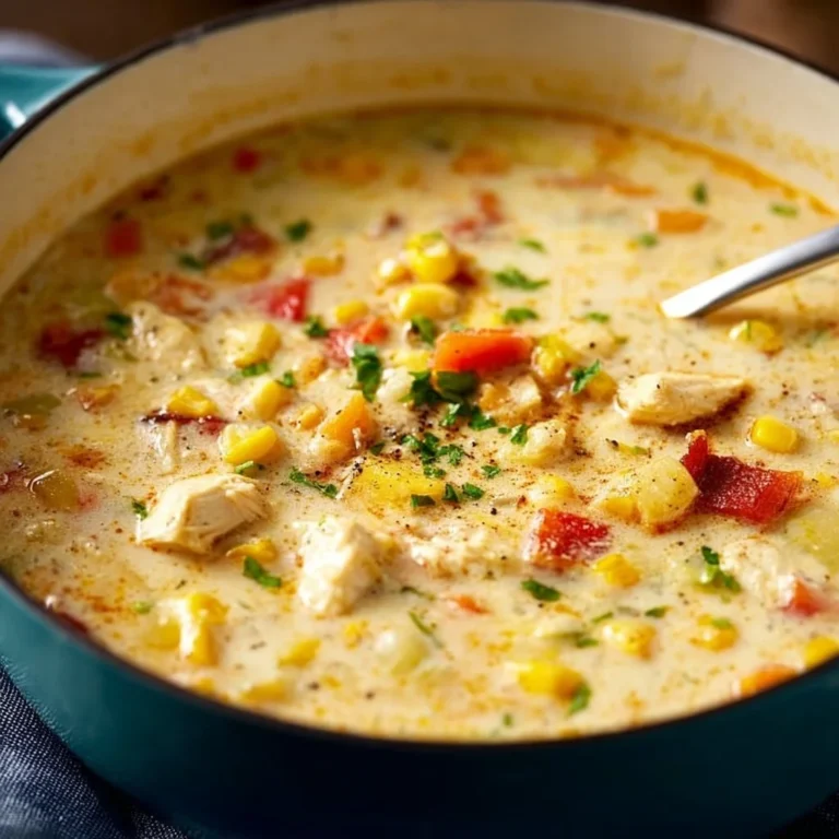Bowl of Chicken Corn Chowder with chicken, corn, and fresh herbs