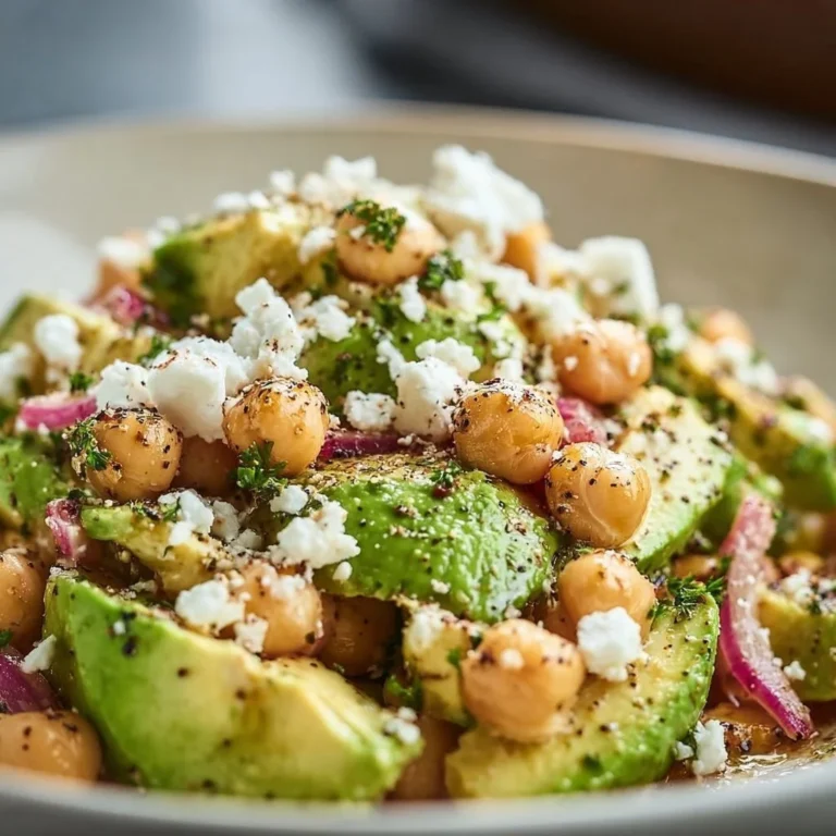 Chickpea Feta Avocado Salad with fresh vegetables