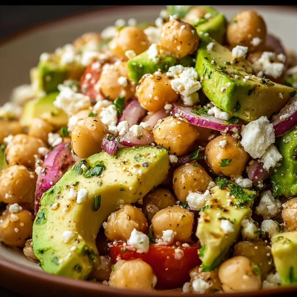Chickpea Feta Avocado Salad